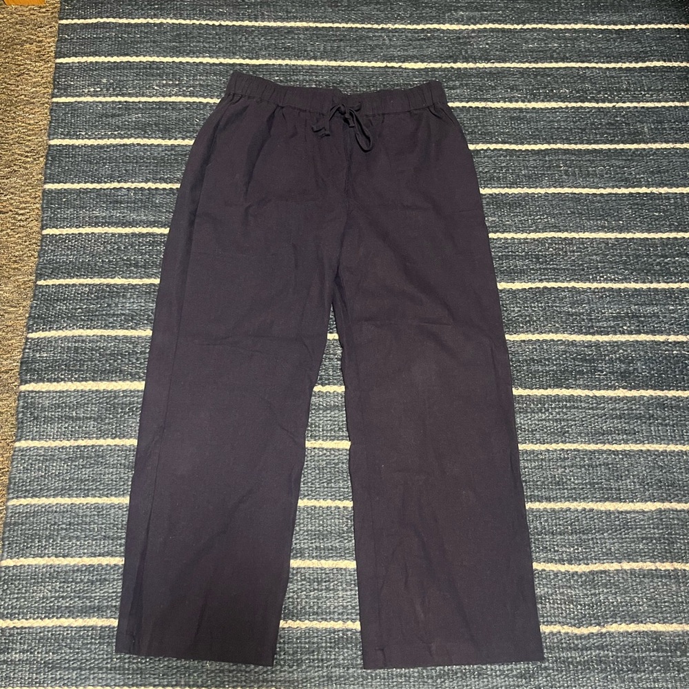 Men's Linen Navy Drawstring Pants
